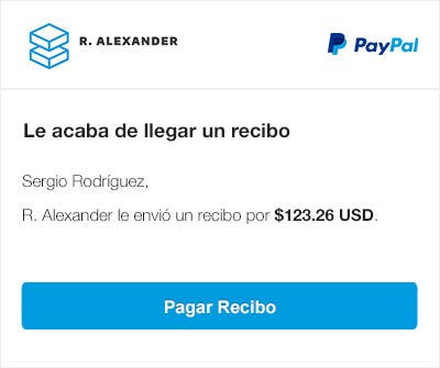 Una captura de pantalla de una factura recibida en PayPal.