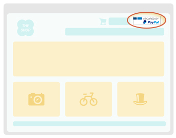 Image of a website with Paypal logo highlighted