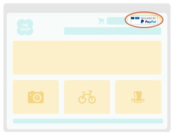 Image of a website with Paypal logo highlighted